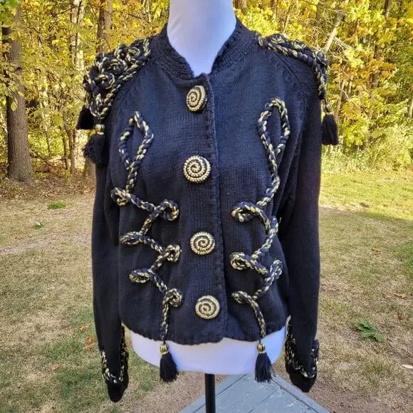 Vintage Gantos Embellished Cardigan Epaulets Costume size Small - Picture 10 of 13